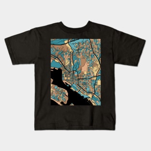 San Diego Map Pattern in Mid Century Pastel Kids T-Shirt